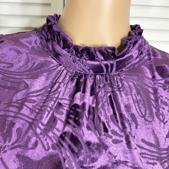 ModCloth In With the Nouveau Shift Puff Sleeves Ruffled Dress in Purple XL - Picture 5 of 13